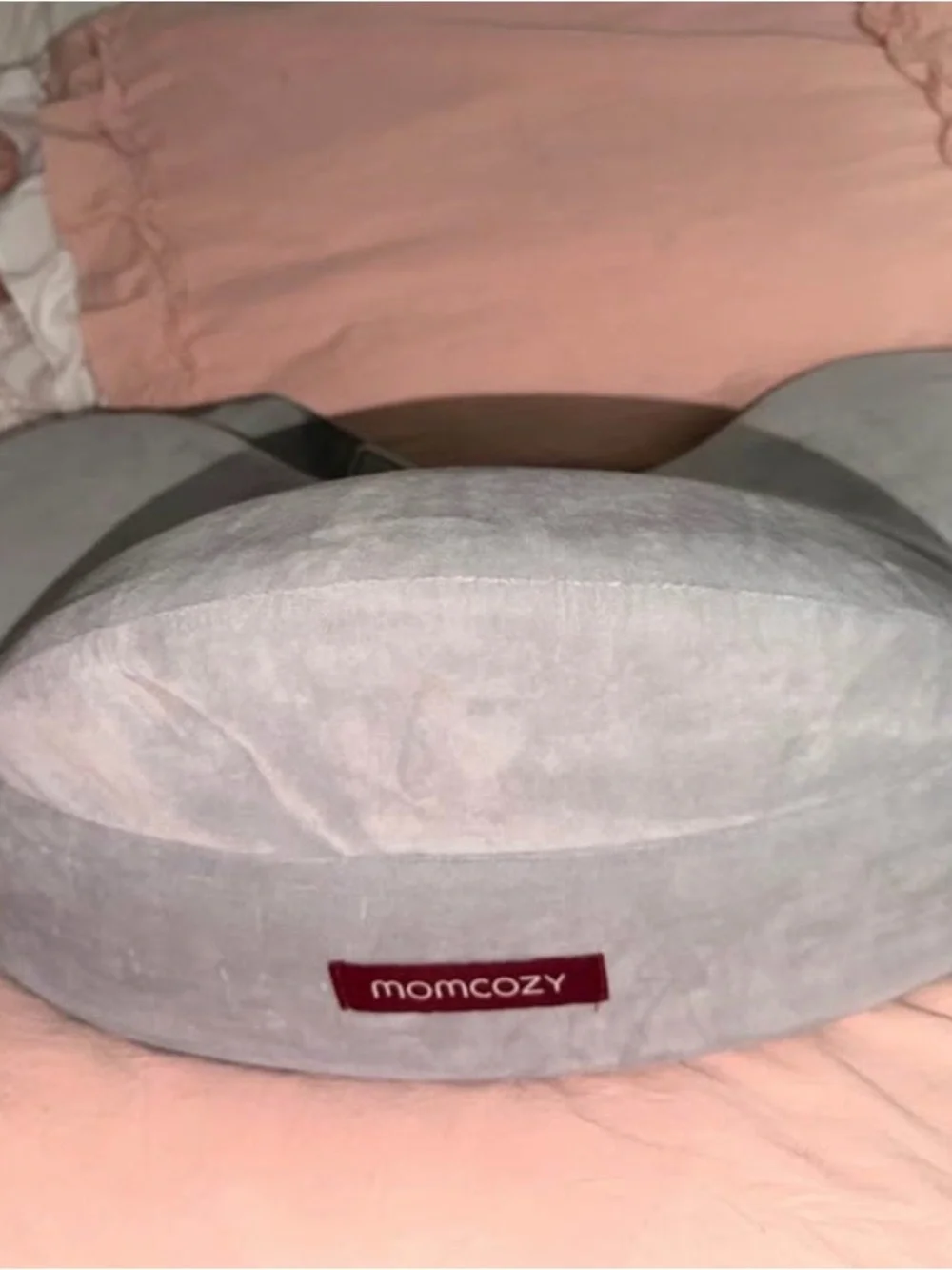 Momcozy Gray Travel Neck Pillow - Supportive U-Shaped Comfort